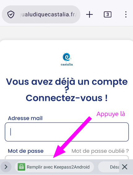 KeePass2Android propose automatiquement les identifiants enregistrés
